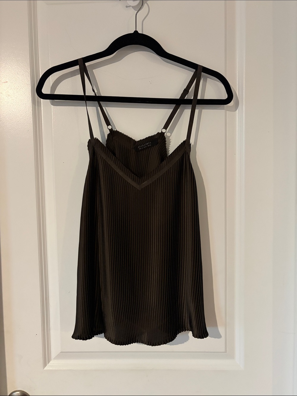 AllSaints Ribbed V-Neck Camisole in Dark Brown